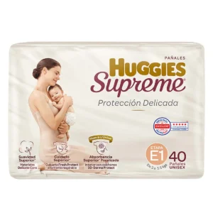 Huggies Supreme Unisex Diapers – Stage 1 (3–5.5 kg), 40 Count